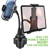 Cellet - Cup Holder Mount W/ 2 Cradles, 1 for Smartphone, and 1 for Tablet