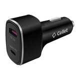 Cellet - Dual USB Car Charger, Universal High Power 48 Watt Dual (USB A & USB C) Port Car Charger - Black