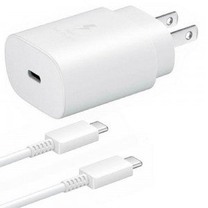 Samsung OEM Kit - 25W Super Fast Wall Charger With USB-C to USB-C Data Cable || Color: White