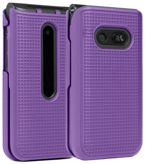 GRID TEXTURE CASE SLIM HARD SHELL COVER FOR LG CLASSIC FLIP PHONE purple
