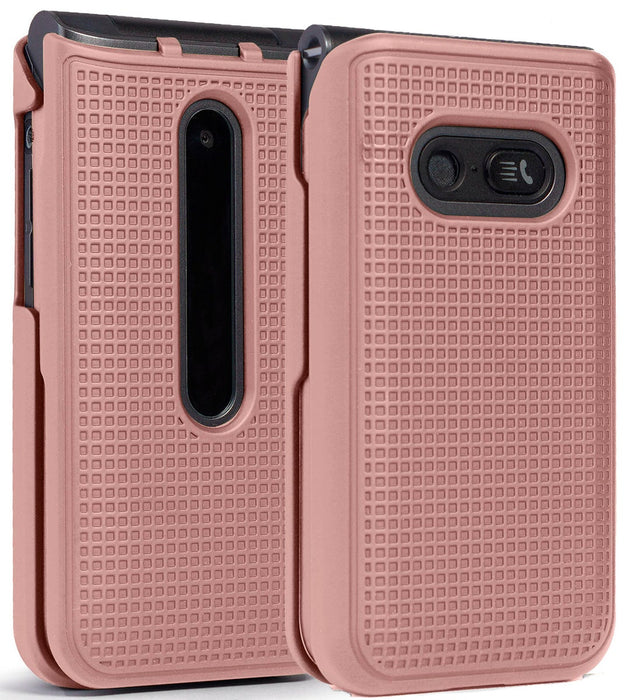 GRID TEXTURE CASE SLIM HARD SHELL COVER FOR LG CLASSIC FLIP PHONE rose