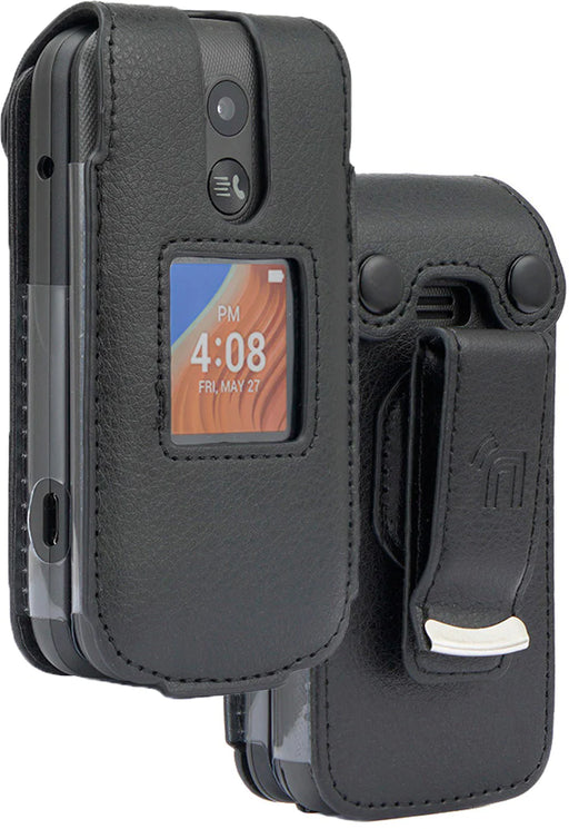 LEATHER CASE SCREEN PROTECTOR BELT CLIP FOR ALCATEL TCL FLIP 2 PHONE
