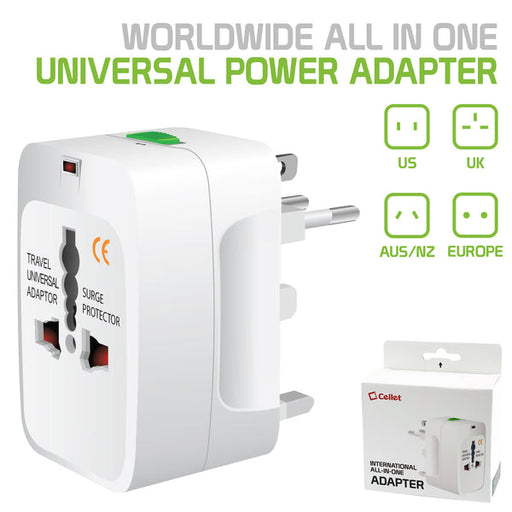 Worldwide All-In-One Universal Power Adapter - White