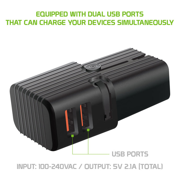 Universal Pocket Size Power Adapter, Worldwide All-in-One Mini Power Adapter with Dual USB Ports