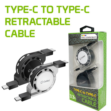 Type-C-C Retractable Cables (2 Pack)