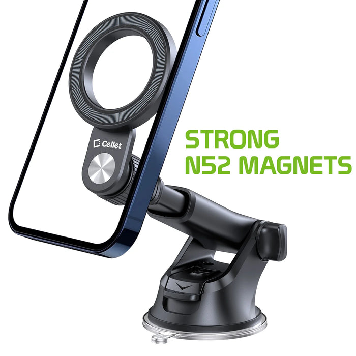 Magnetic Car Dashboard & Windshield Phone Holder Mount, 360 Rotation, Extendable Arm