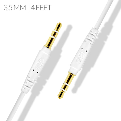 Aux Universal Audio Cable 3.5mm 4 Feet (Round shape) White