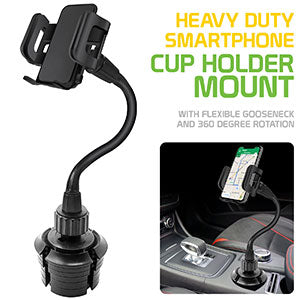 Heavy Duty Smartphone Mount, Cup Holder Mount with Flexible Gooseneck and 360 Degree Rotation for Smartphones