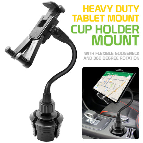 Cellet - Heavy Duty Tablet Mount, Cup Holder Mount with Flexible Gooseneck and 360 Degree Rotation for Tablets
