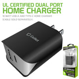 Cellet - UL Certified Dual Port Home Charger, 18 Watt USB-A and Type-C Home Charger (Cable Sold Separately) Compatible to Samsung Galaxy S21, S21 Plus, S21 Ultra, Tablets, iPads and More – Black