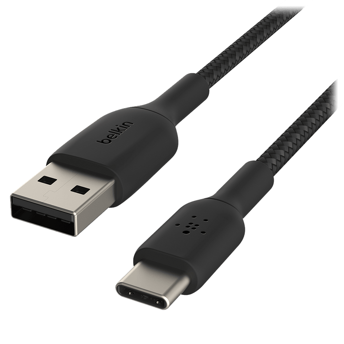 Belkin - Boost Up Charge USB A to USB C Braided Cable 3ft - Black