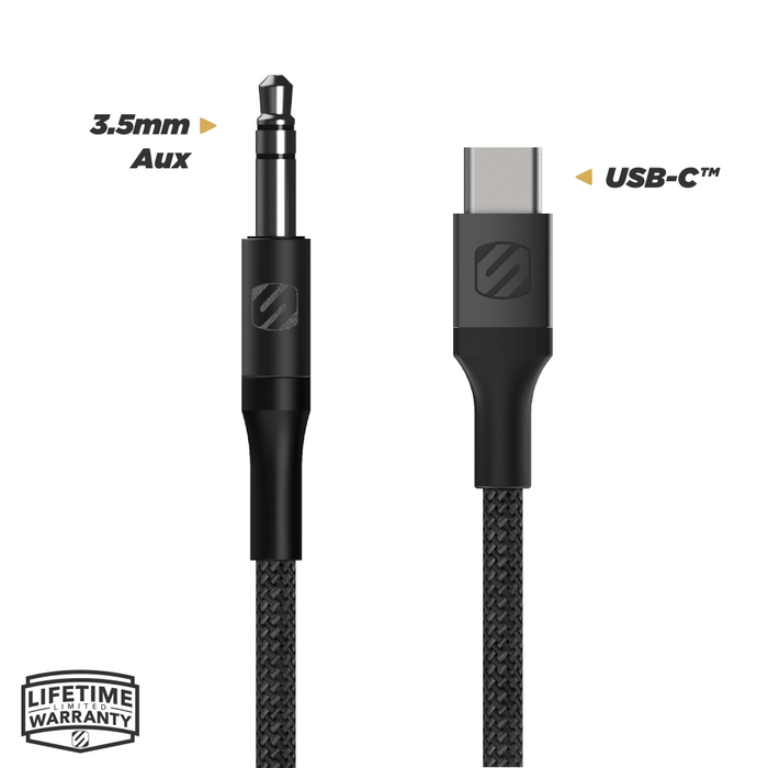 Scosche - Braided USB C to 3.5mm Aux Cable 4ft - Space Gray - EZ CELL INC