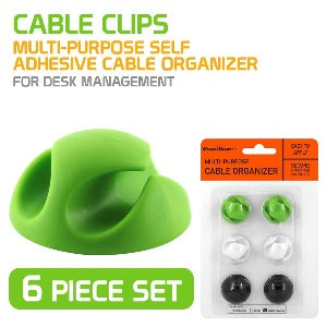Cable Clips, Multi-Purpose Self Adhesive Cable Organizer- for desk management - 6 piece multi-color set- by Cyongear