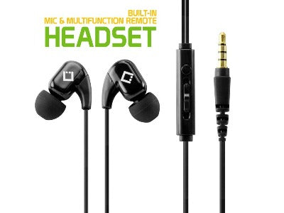Cellet 3.5mm Hands Free Stereo Headset With Built-in Microphone - Black