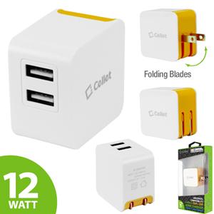 Cellet Universal High Powered 12W/2.4A Dual USB Home Charger UL & DOE 6 CERTIFIED 