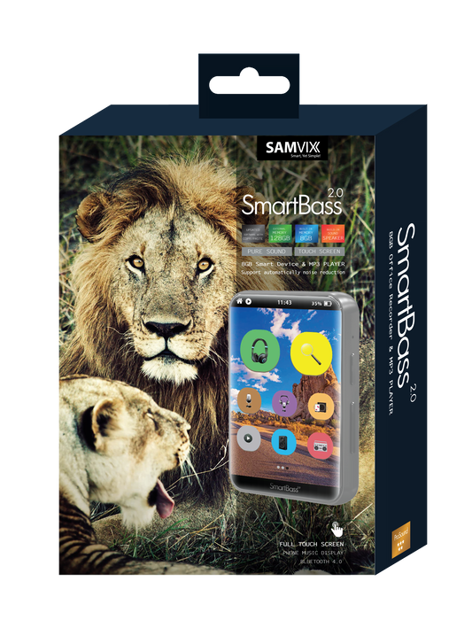 Samvix SMARTBASS 2.0 16GB Sport Kosher Mp3 Player Full Touch Screen