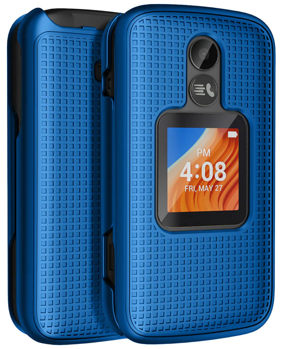 GRID TEXTURED HARD CASE COVER FOR ALCATEL TCL FLIP 2 blue